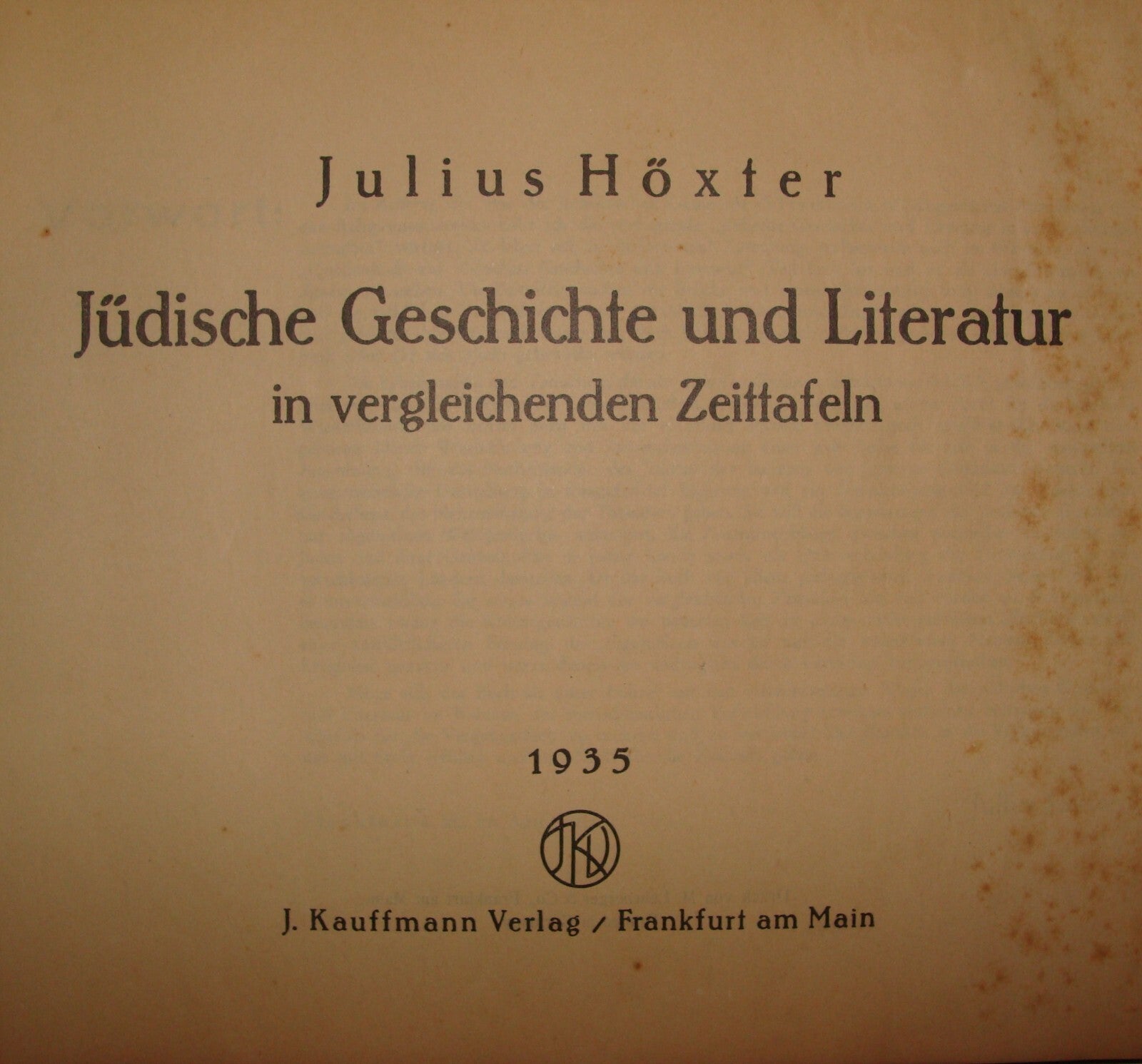 Germany Book Jewish Judaica 1935 German   Literature History Julius Hoxter