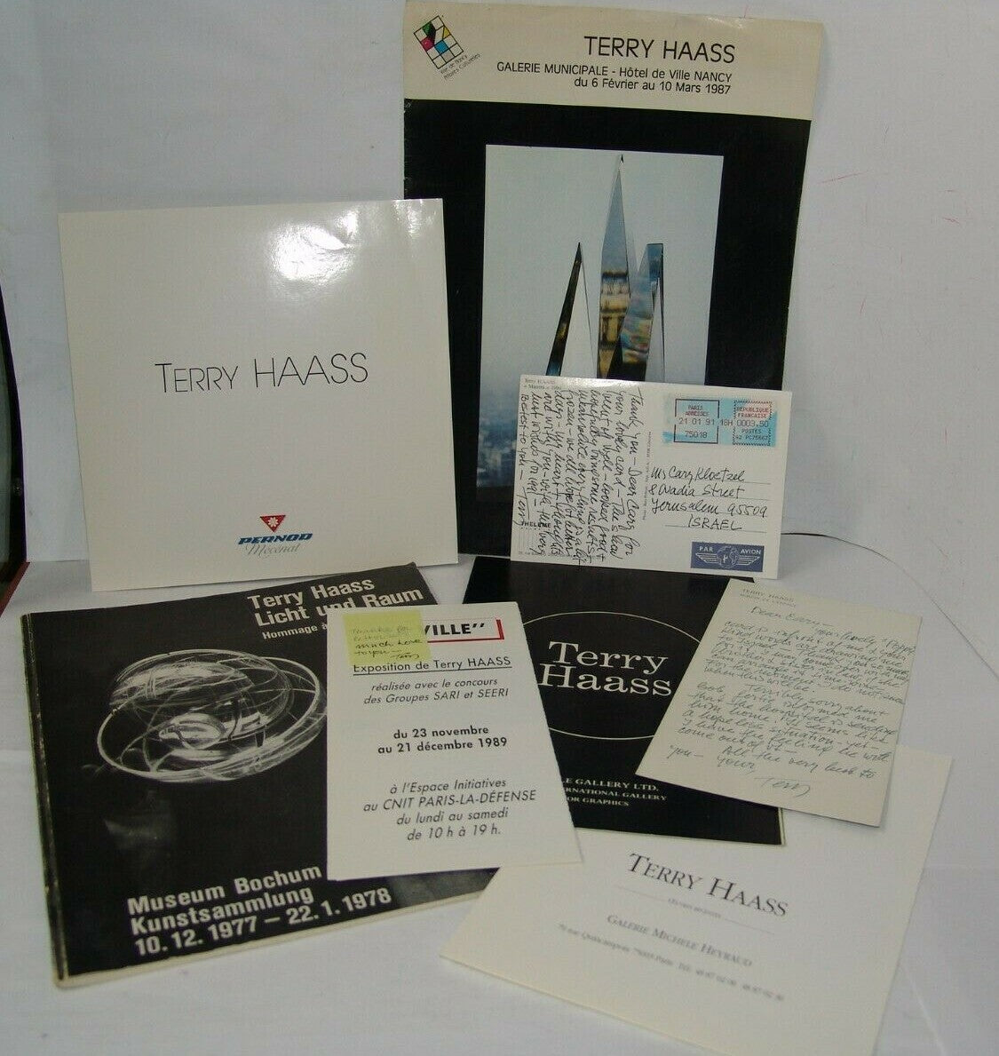 Czechia Czech French art artists TERRY HAASS lot letters signature brochures