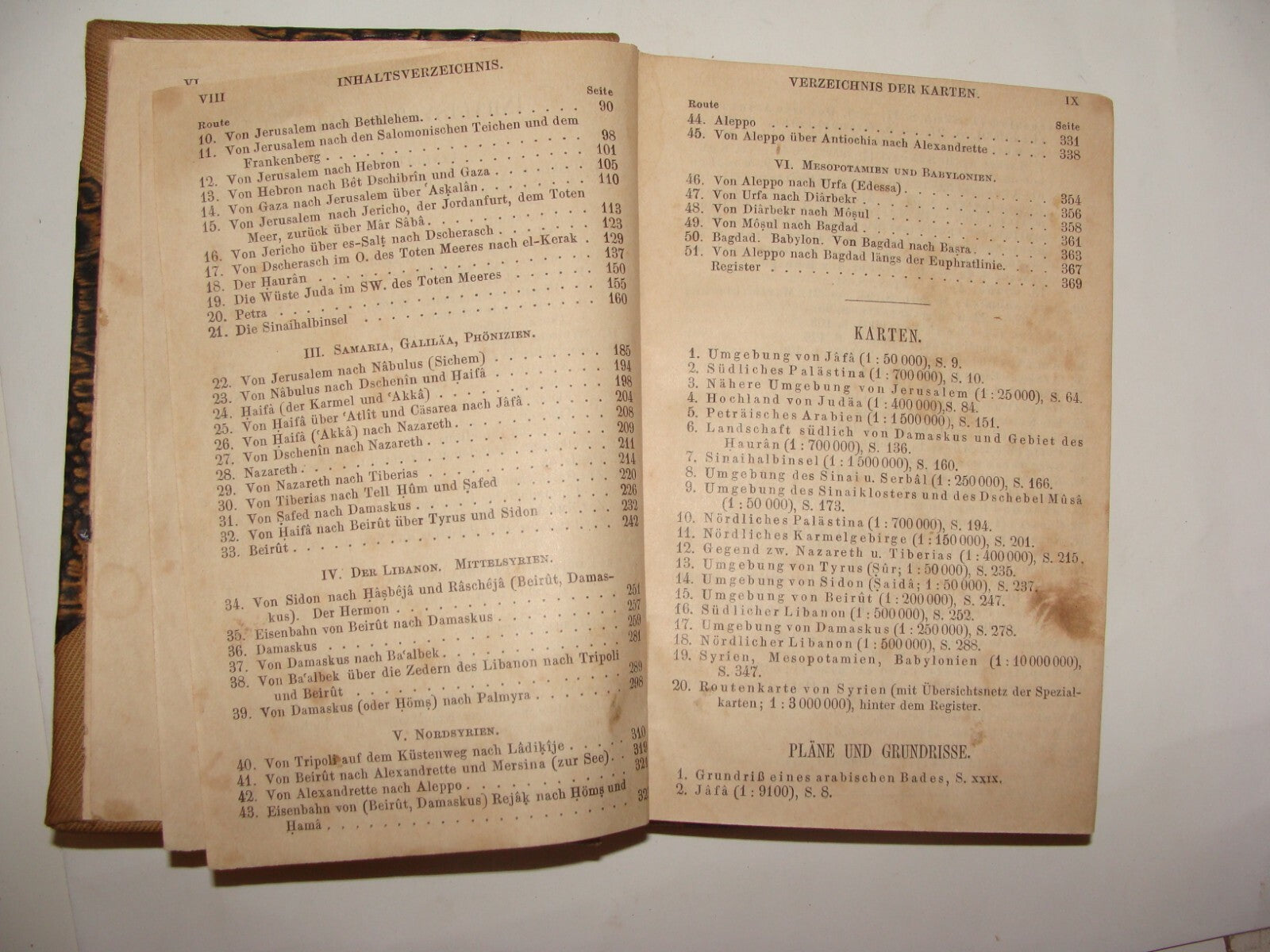 Map Palestine German 1904 Karl Baedeker Palastina und Syrien Syria Guide Travel