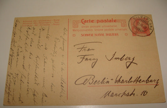 Germany 1908 Switzerland Silvaplana Letter Stamp Postcard To