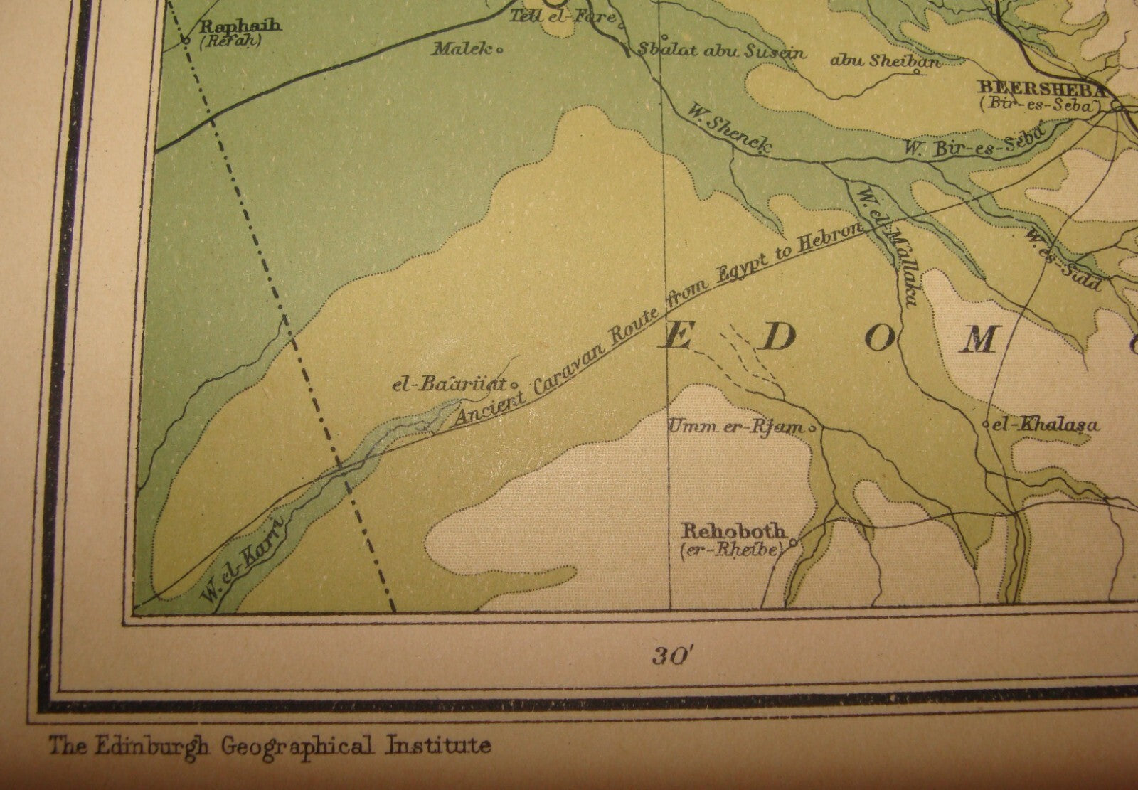 Ad Palestine RARE 1910s? Ancient And Modern Map J. G. Bartholomew George Adam