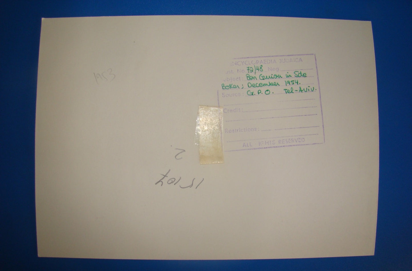 Pol Jewish Israel 1st Prime Minister David Ben Gurion Press Photo 1954 Sde Boker