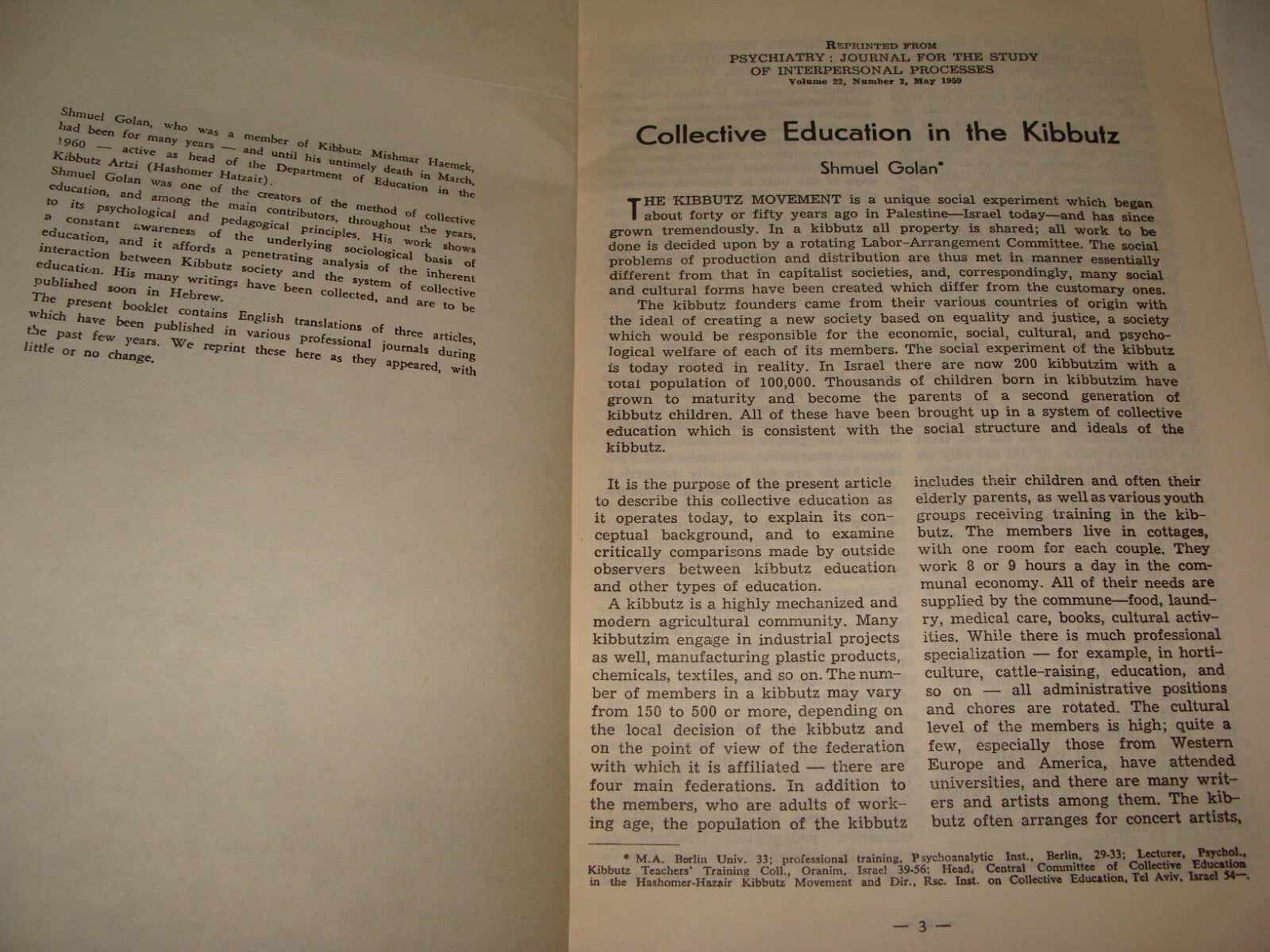 Book Jewish Judaica 1961 Israel Israeli KIBBUTZ COLLECTIVE EDUCATION Zionism