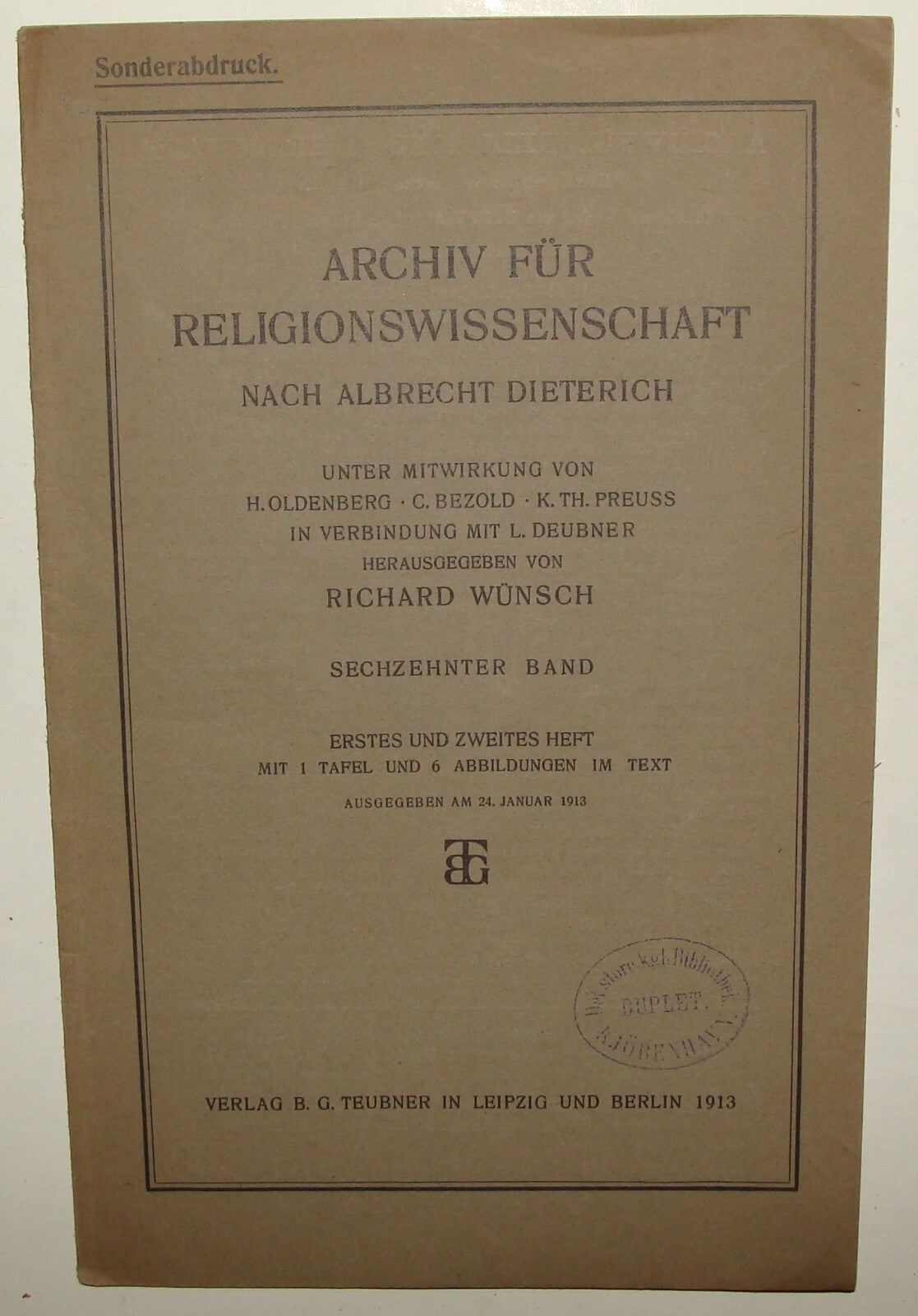 Germany Booklet Jewish Judaica 1913 German Archives Religion