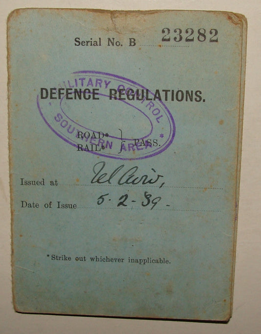 Israel Army Ad Palestine Jewish 1939 Military Certificate Regulations Railroad