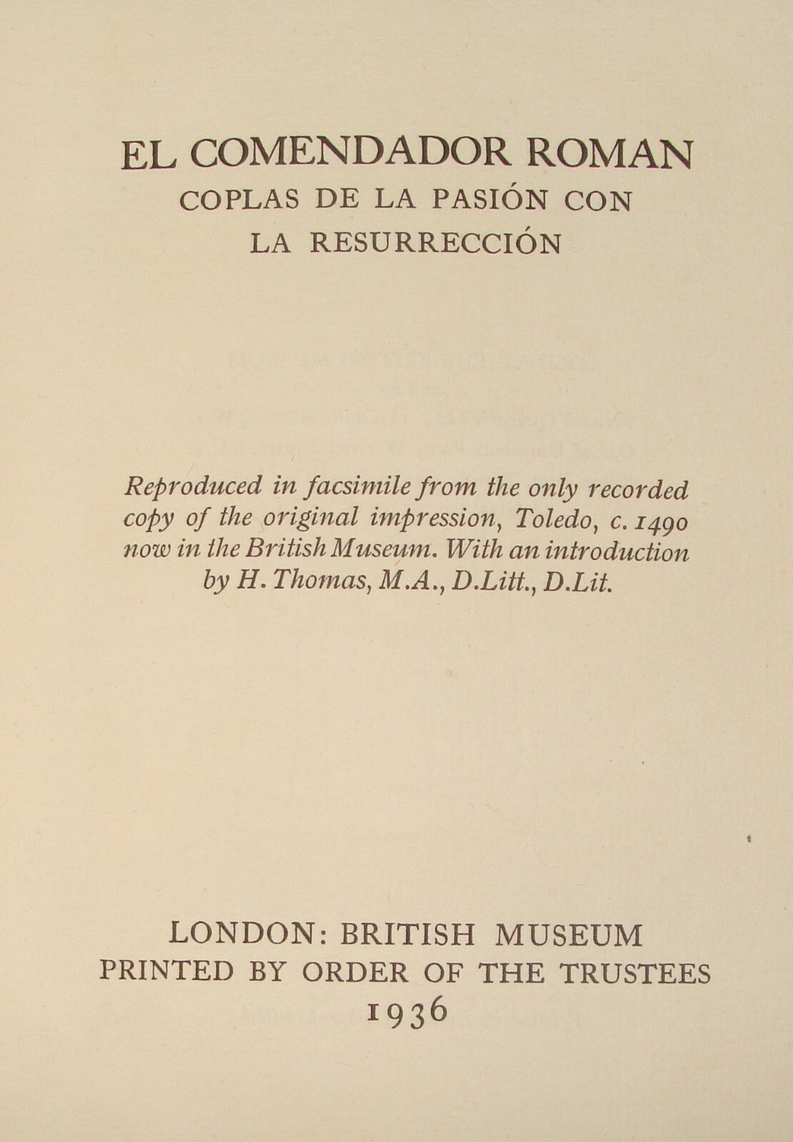 1936 El Comendador Roman Coplas de la pasion con la Resurreccion Book facsimile