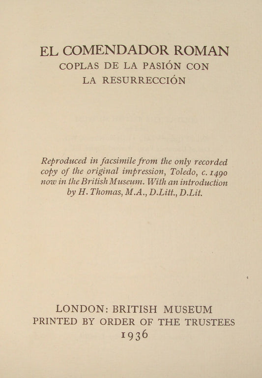 1936 El Comendador Roman Coplas de la pasion con la Resurreccion Book facsimile