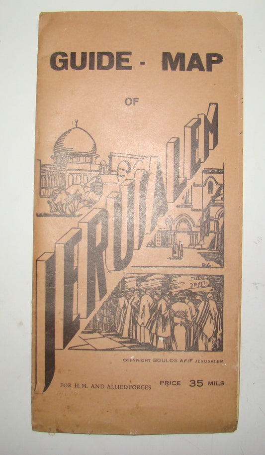 RARE Jewish Palestine Eretz Israel Jerusalem Guide Map Syrian Orphanage 1940's