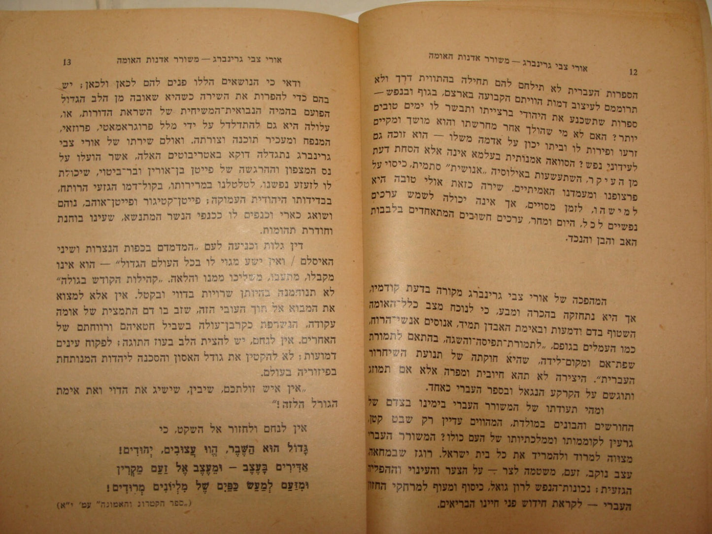 Book Jewish Judaica 1945 Palestine Israel Hebrew Poetry Uri Zvi Grinberg History