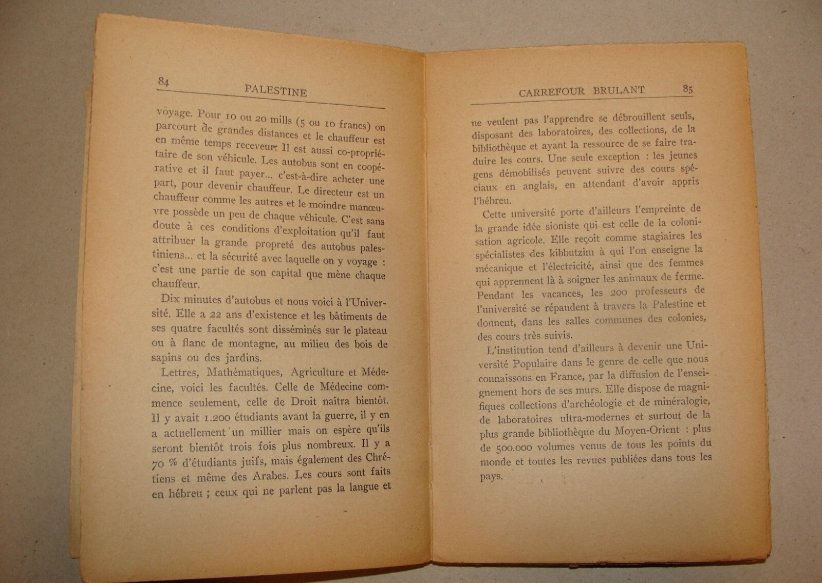 1947 PALESTINE CARREFOUR BRULANT Book French Israel Map Marcel Picard