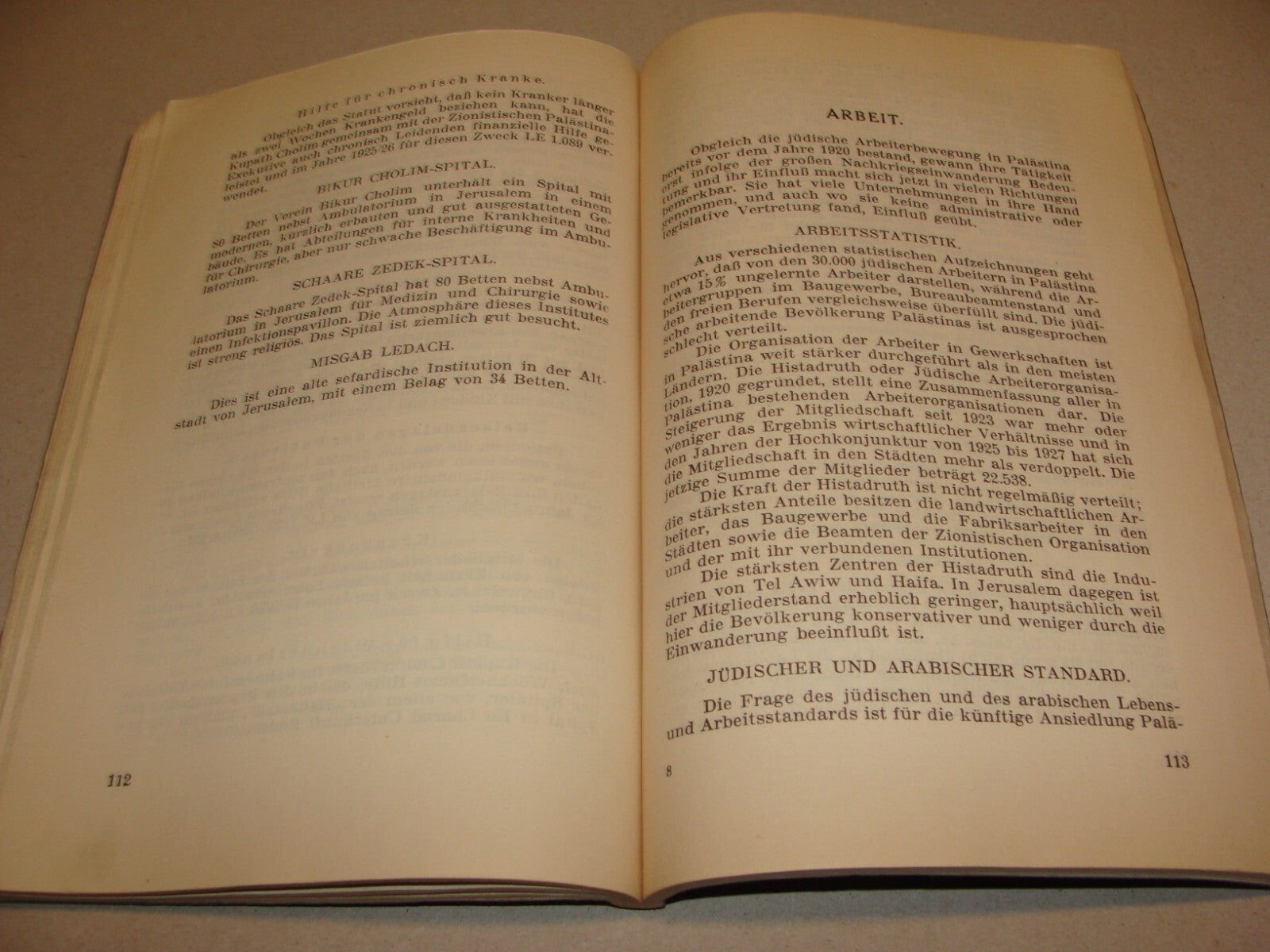 Report Palestine RARE 1928 London Joint Survey Commission German Jewish Zionist