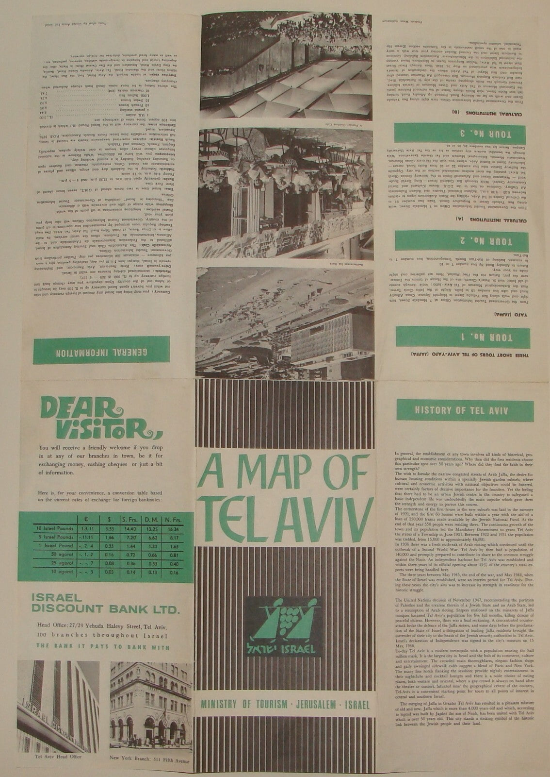 Map Jewish Judaica ISRAEL Israeli TEL AVIV JAFFA Guide