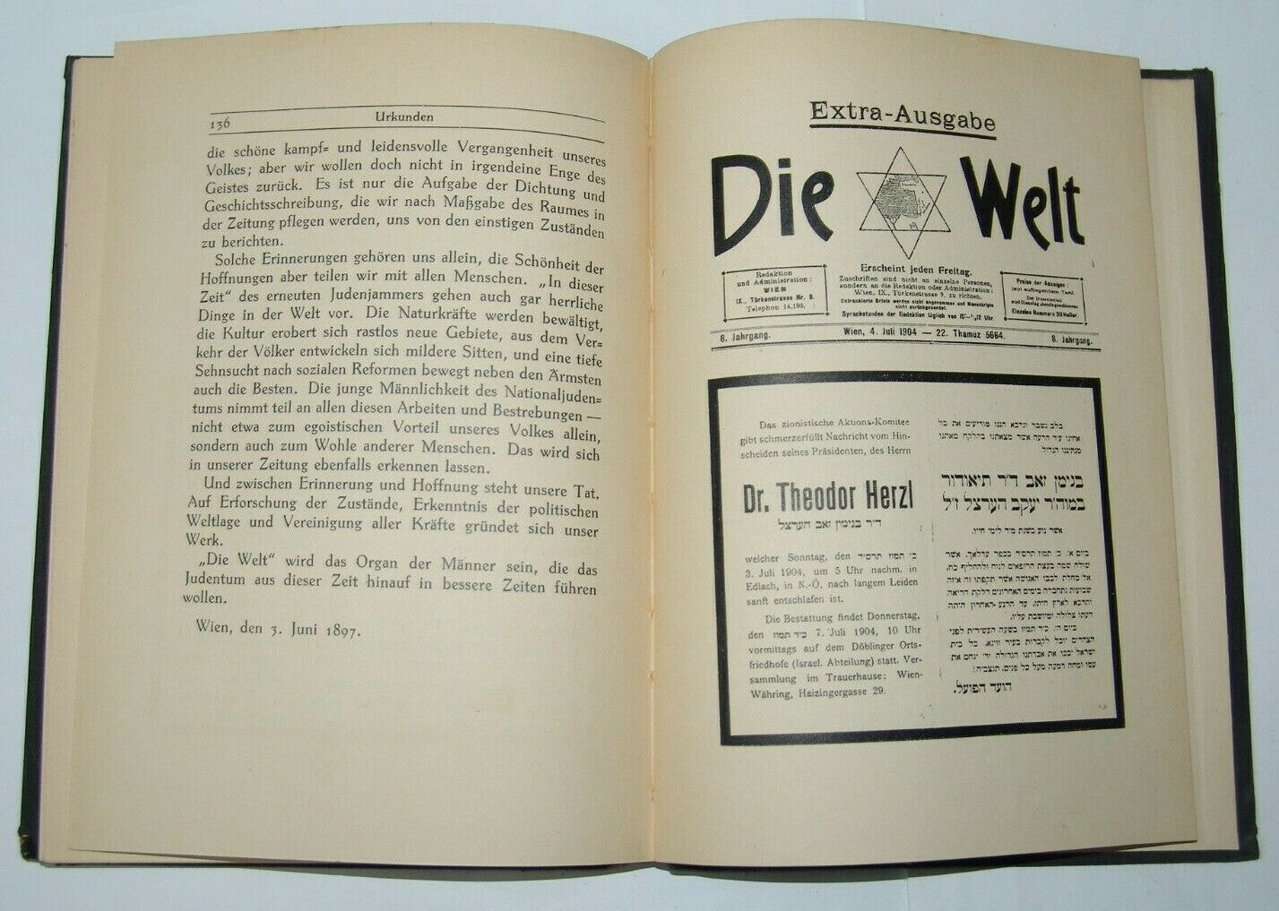 Jewish Judaica zionist zionism Das Leben Theodor Herzls Herzl by Friedemann 1914