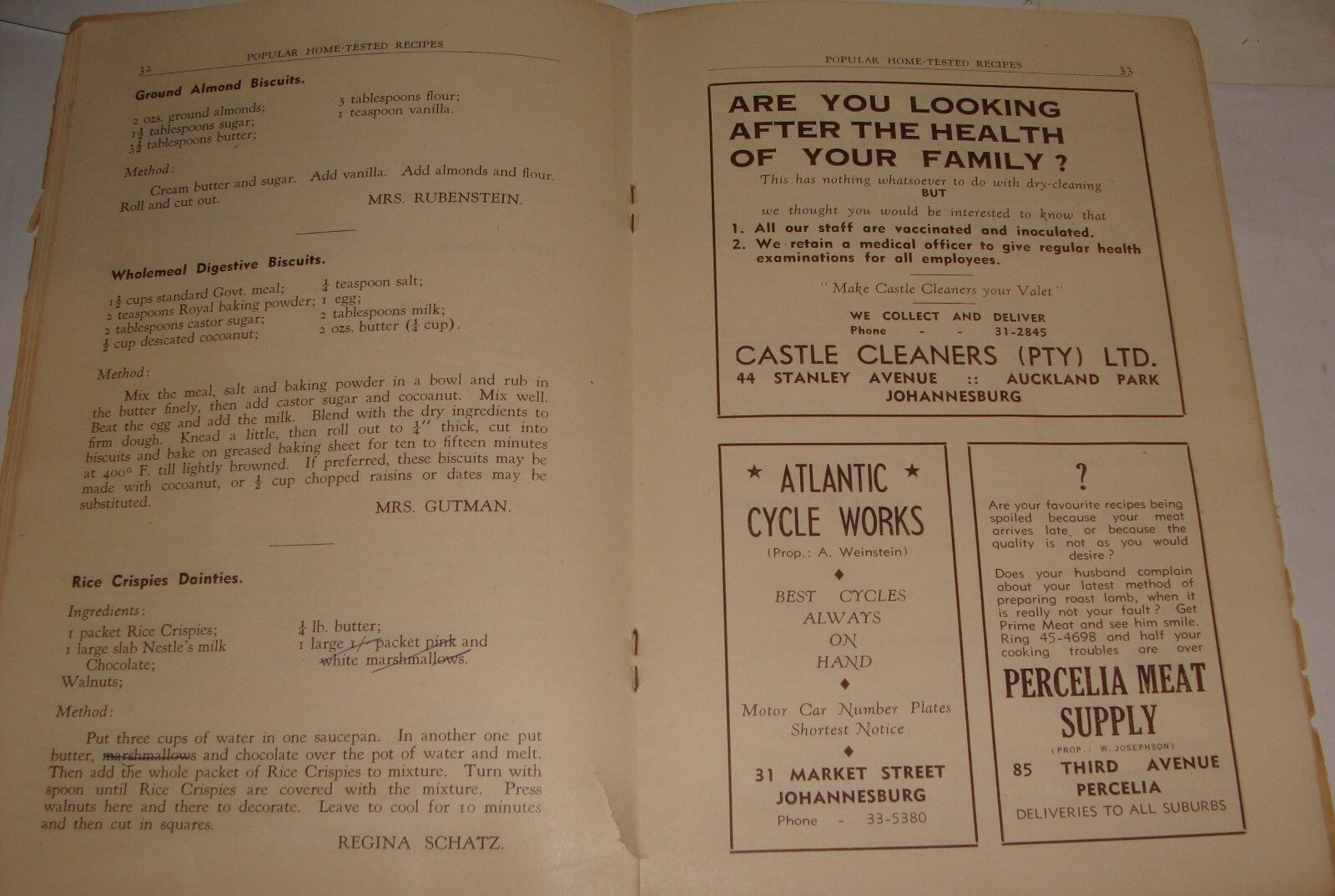 Book Jewish Judaica 1948 POPULAR HOME TESTED RECIPES South Africa Ladies Zionist