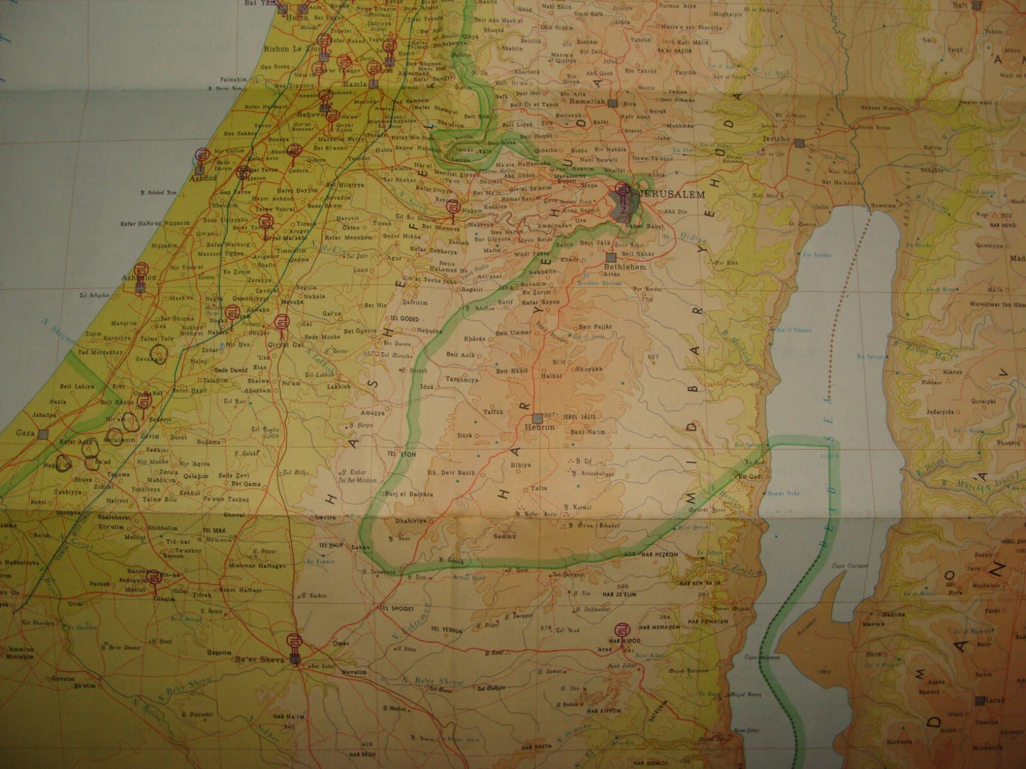 Map Israel 1966 Pre Six Day War Bank HaPoalim