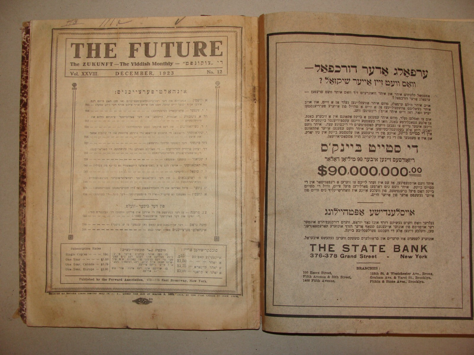 $ Jewish American Judaica 1923 Yiddish DIE ZUKUNFT The Future Monthly x3 Issues