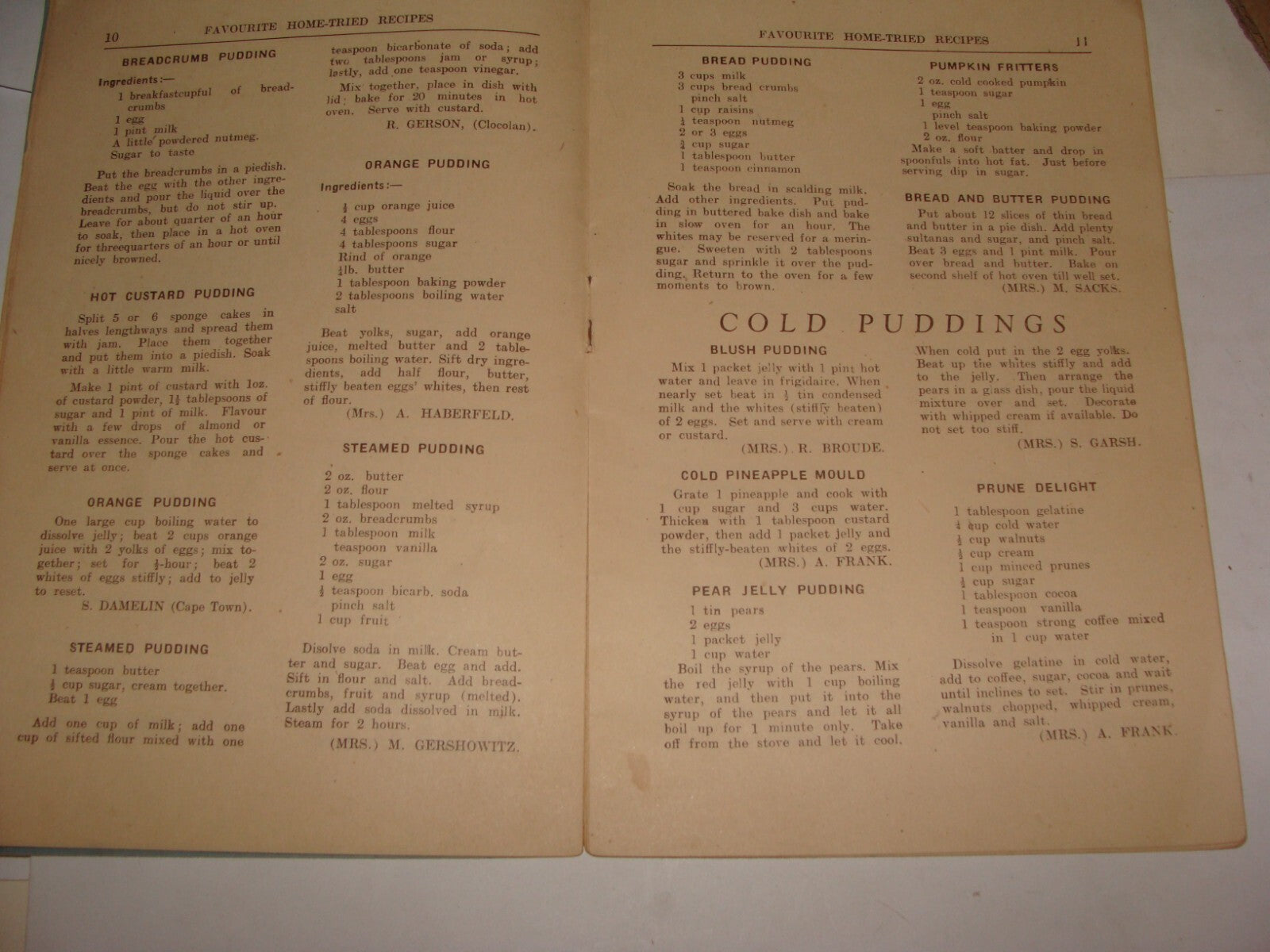 Book Jewish Judaica Kimberley South Africa HOME TRIED RECIPES Women Union