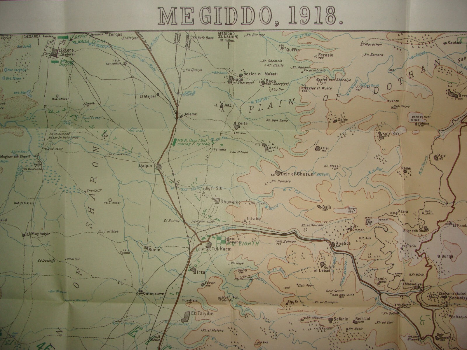 Palestine Israel Megiddo Map Army Military WWI Turkish British Army Military