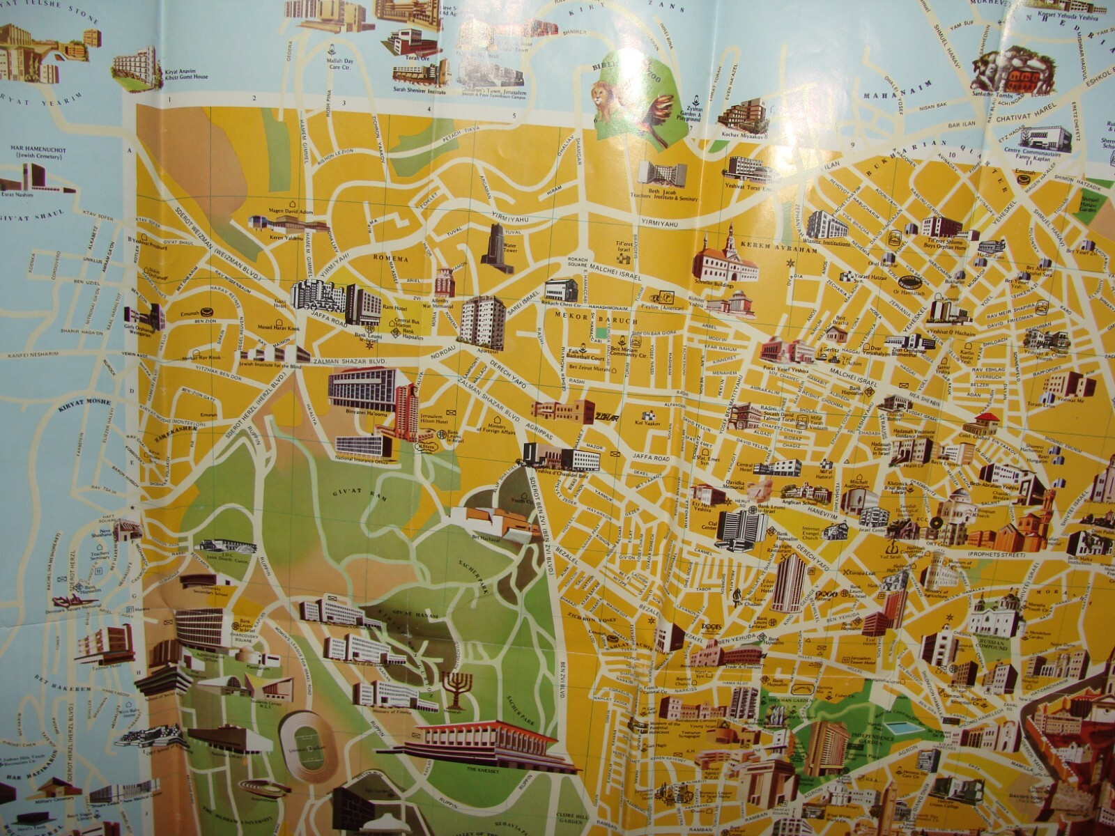 Map Jewish Judaica Israel JERUSALEM Pictorial Amir Publishing 1982 Guide