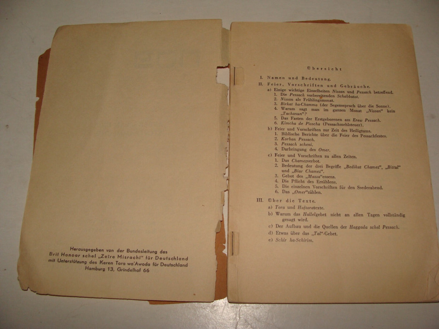 Germany Book Jewish Judaica 1936 Passover Pesach Zionist Youth Torah German