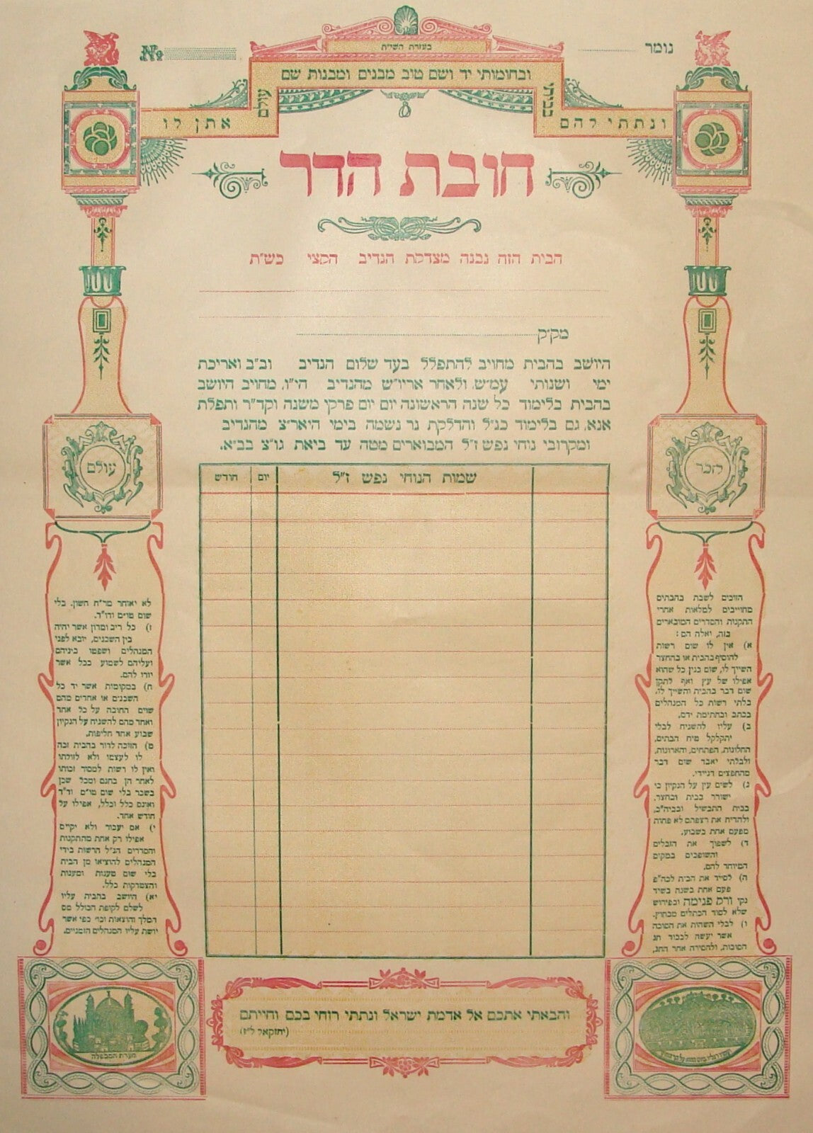 RARE 1910s Jewish Judaica Palestine Israel Jerusalem Certificate House Property