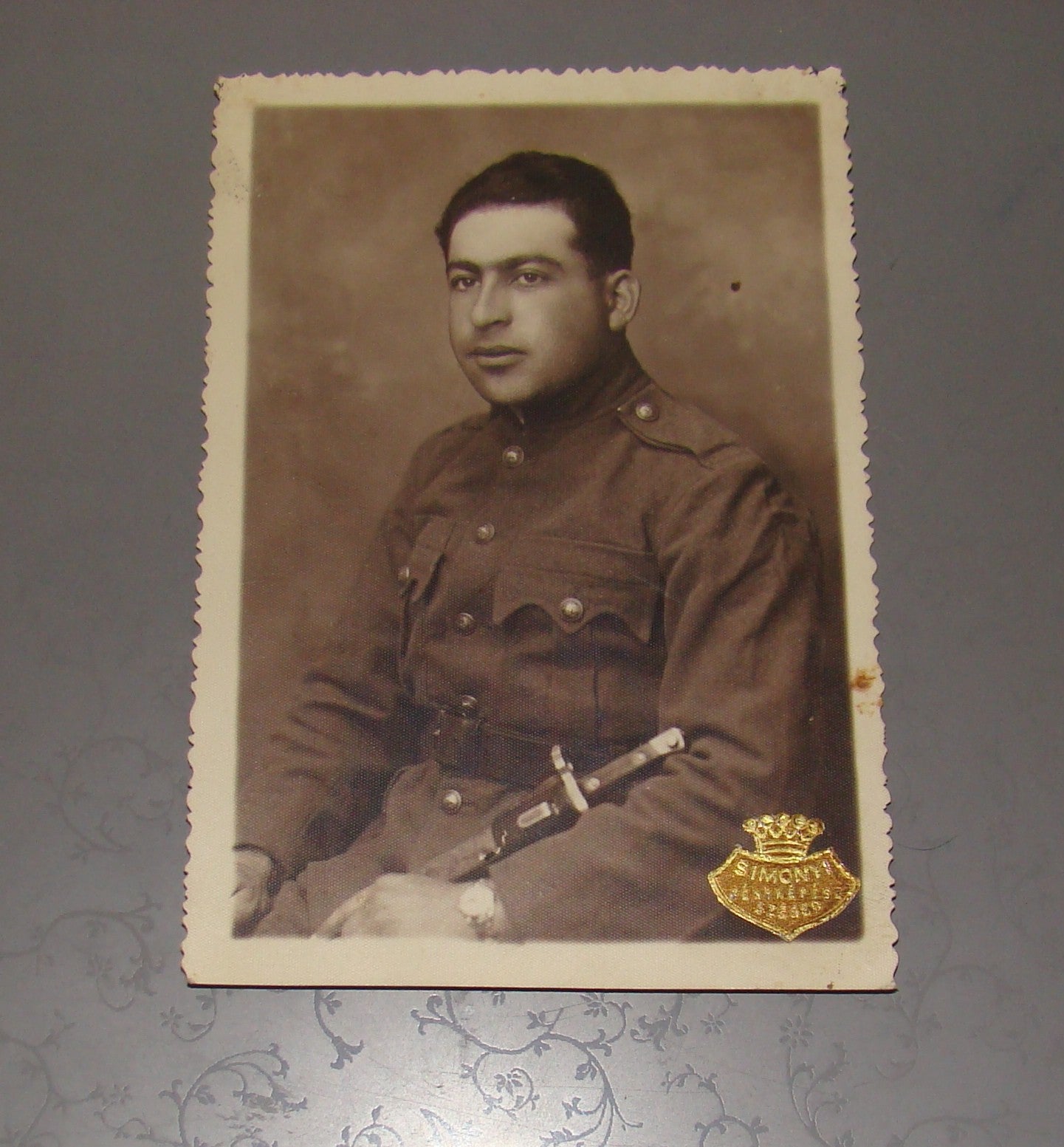 Antique photo postcard SIMONYI stamp trademark soldier military Hungary ww1