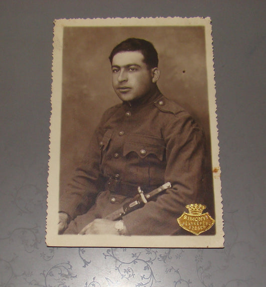 Antique photo postcard SIMONYI stamp trademark soldier military Hungary ww1