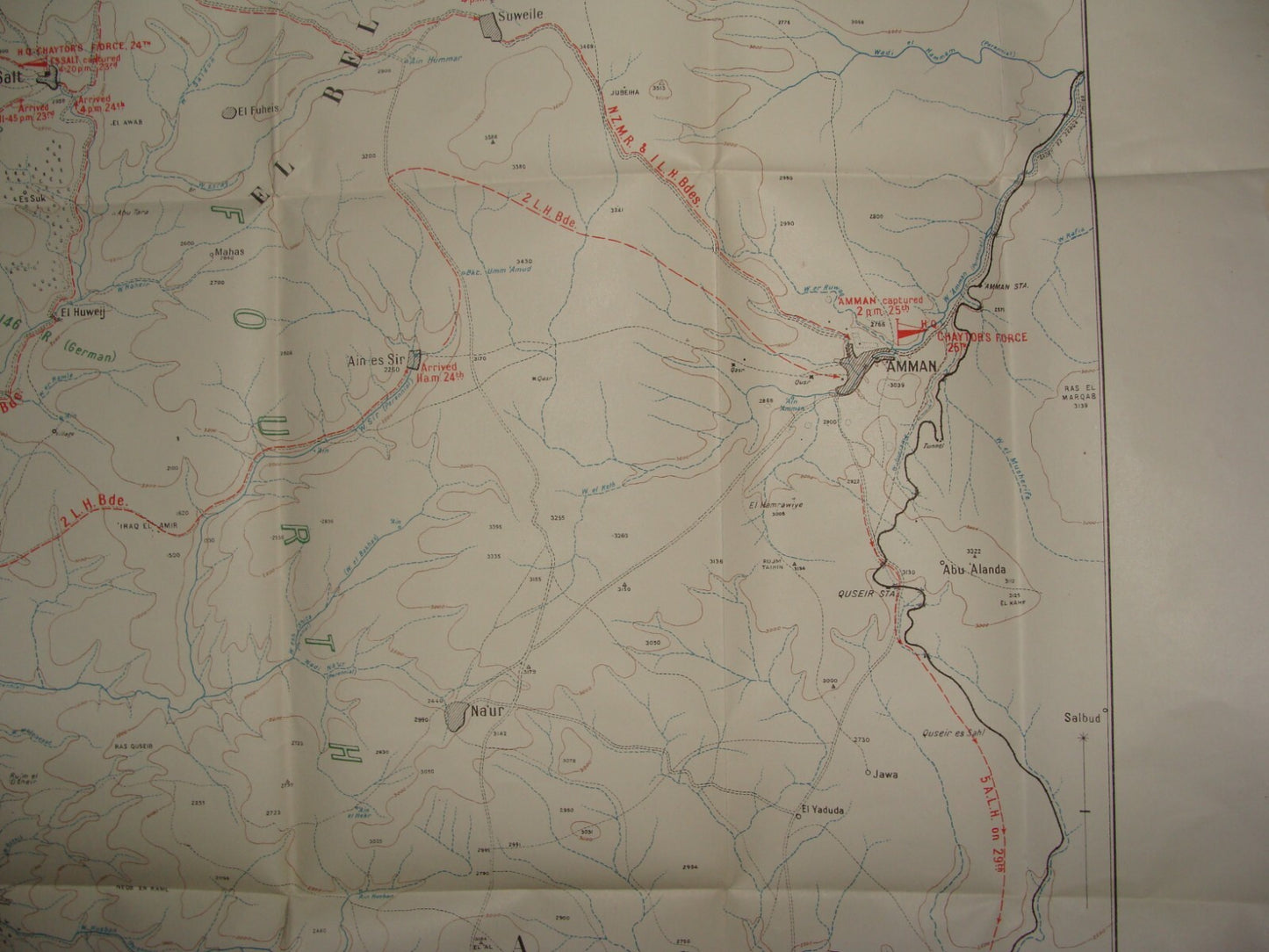 Palestine Israel Map Army Military WWI Turkish British Army Military CHAYTOR'S
