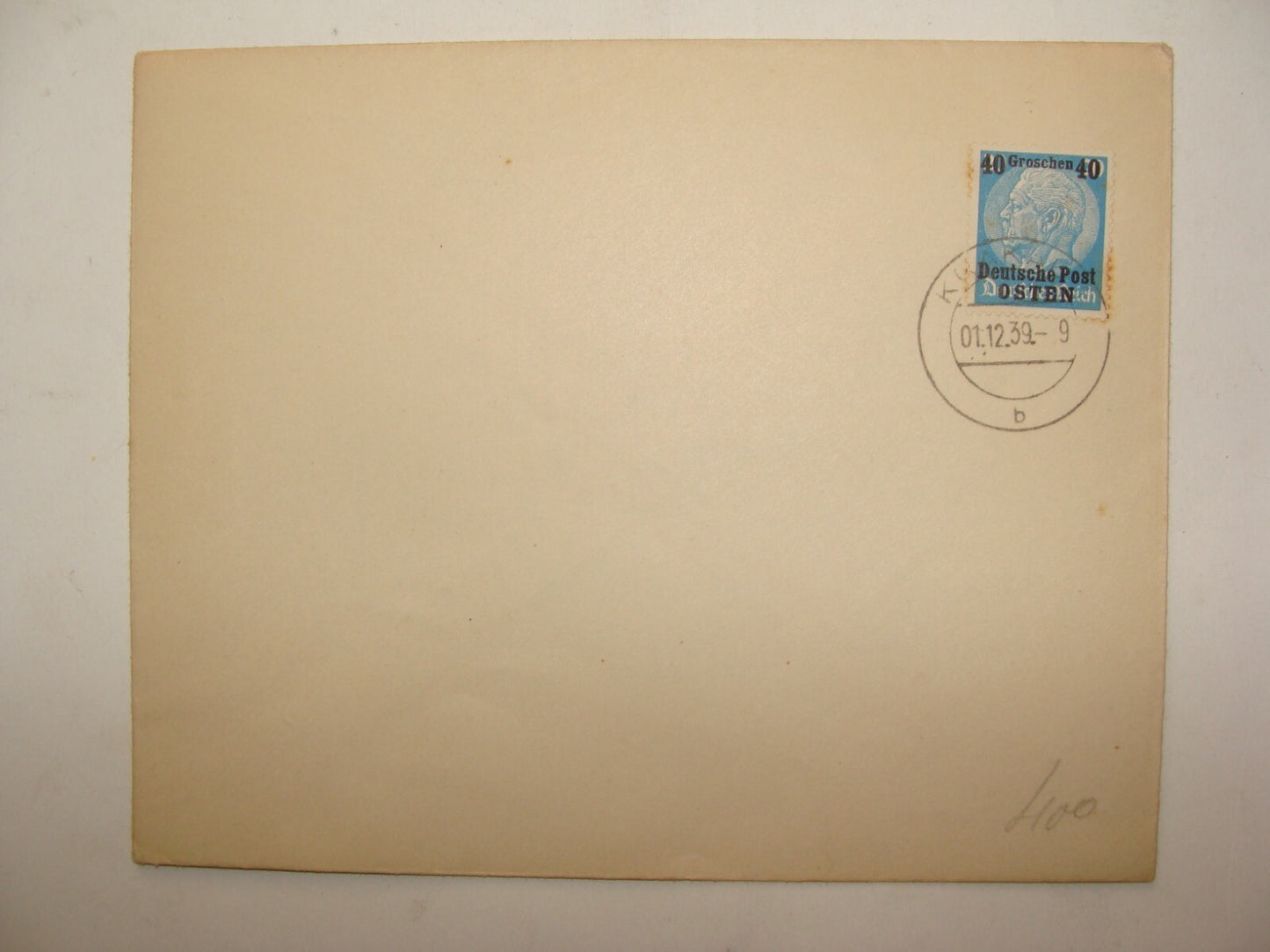 Germany 1939 Krakow Poland Stamp Cover 40 Groschen on 20 Pf Hindenburg Osten