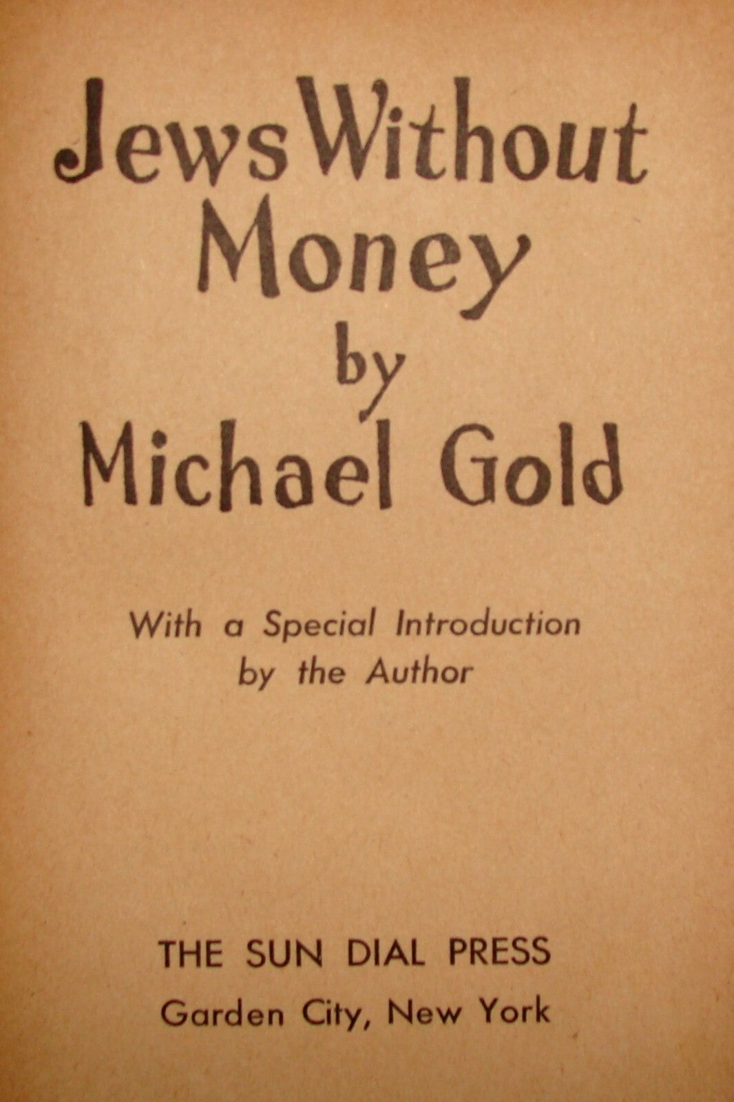 Book Jewish American Judaica 1946 JEWS WITHOUT MONEY Michael Gold USA