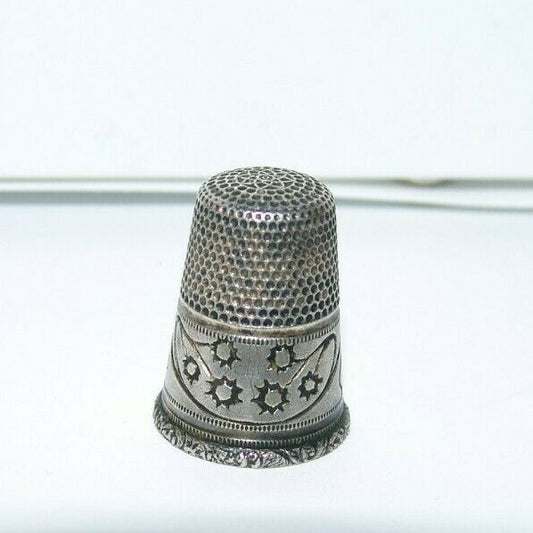 antique decorated silver 800 ? Art Nouveau thimble small signature signed marked