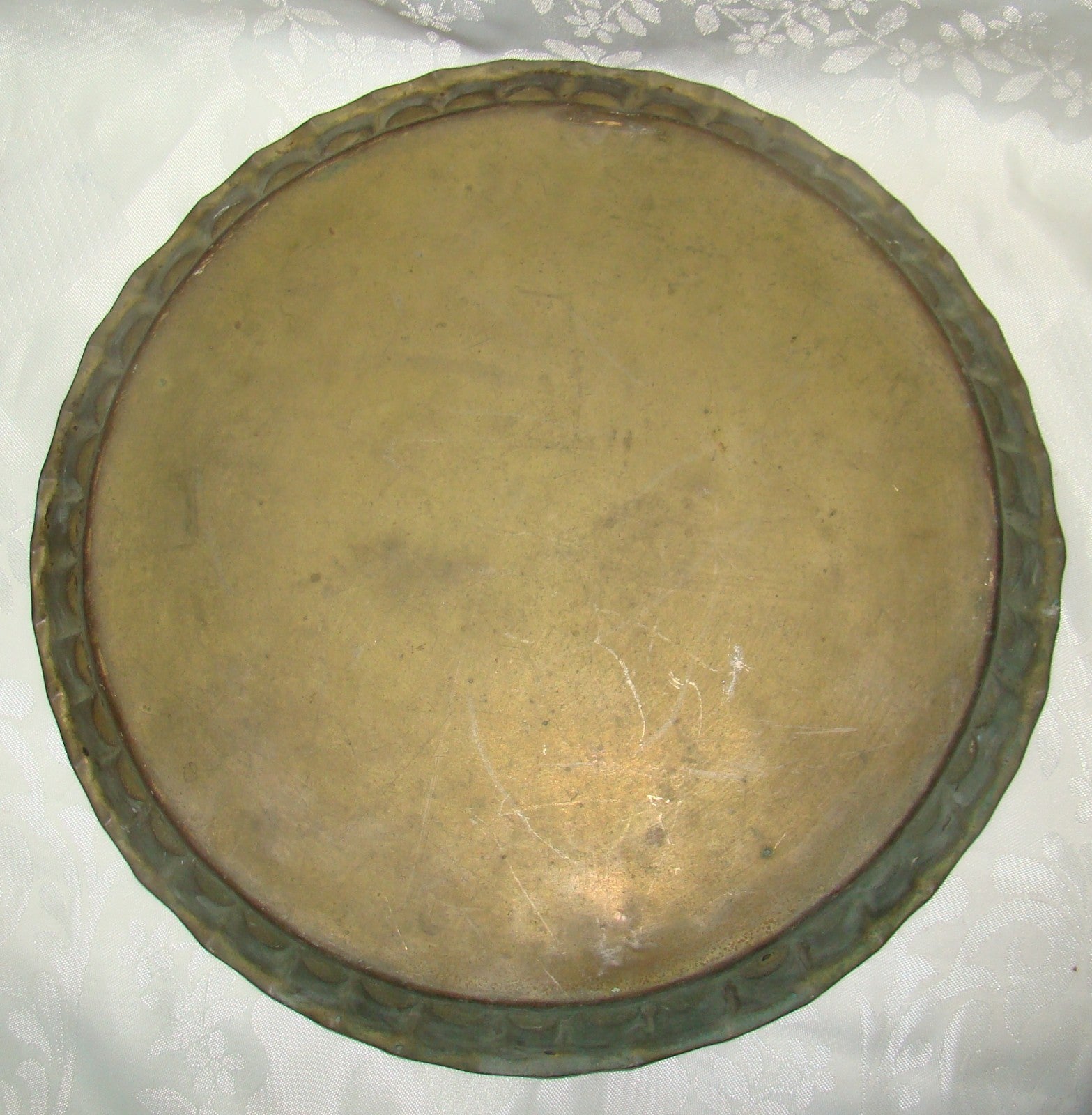 Jewish Judaica Rabbi Burnt Brass Plate Tray Temple Probably Bezalel Art