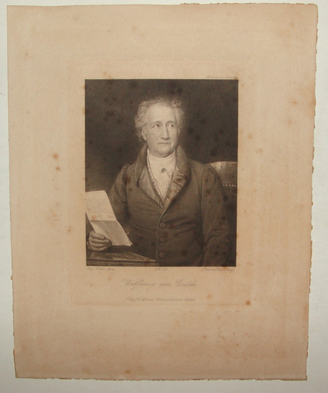 1900? Wolfgang Von Goethe By Joseph Stieler Engraving Gravure Art Munich