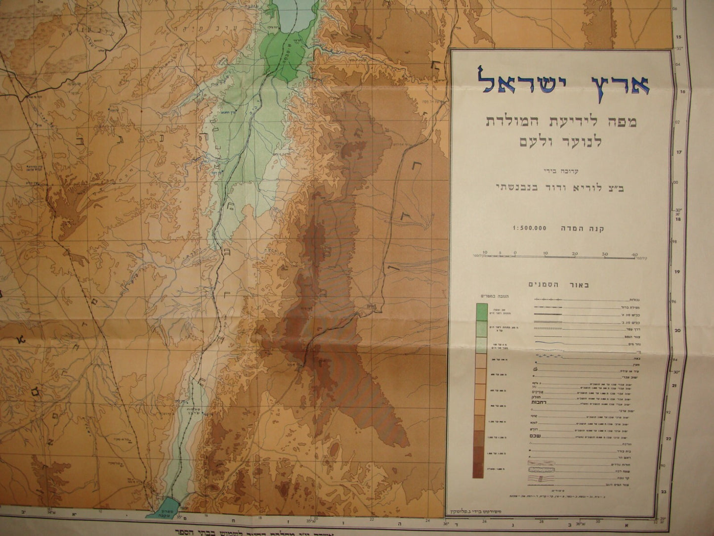 MAP Palestine Jewish Judaica 1940s ISRAEL LARGE 1:500.00 66X98 CM