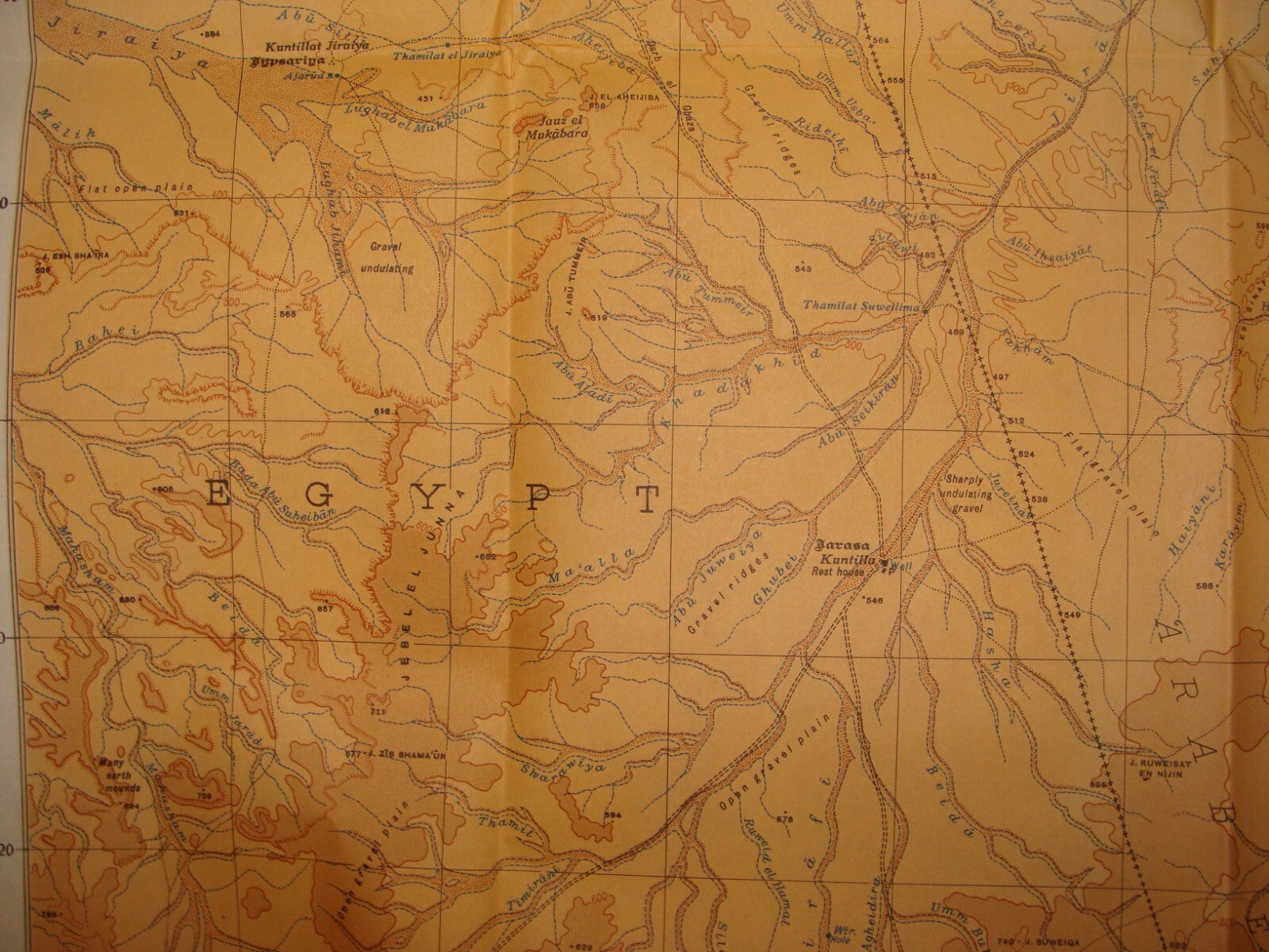1946 Palestine Israel South NEGEV Map Egypt Sinai Trans Jordan