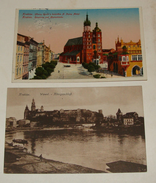 1910s Poland Krakow Photo Postcard x2