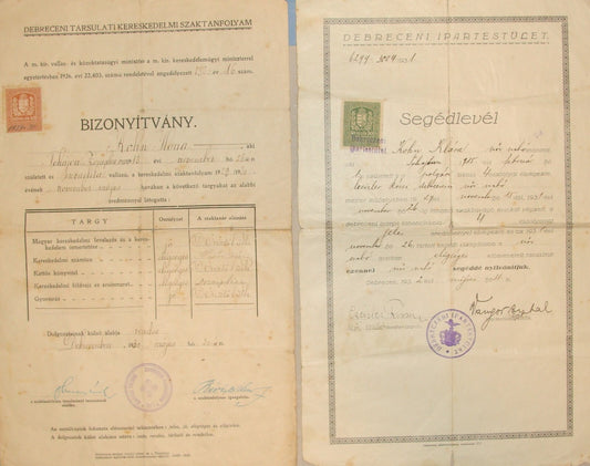 Stamp Jewish 1930 Judaica Hungary Debrecen School Certificate