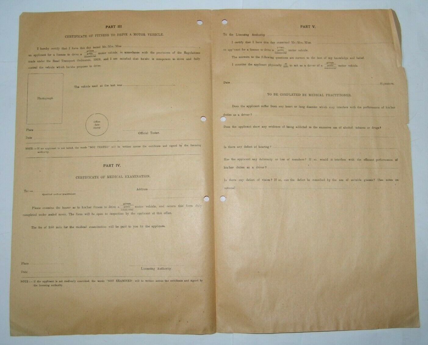 British Mandate Eretz Israel Palestine Police Force Licence application