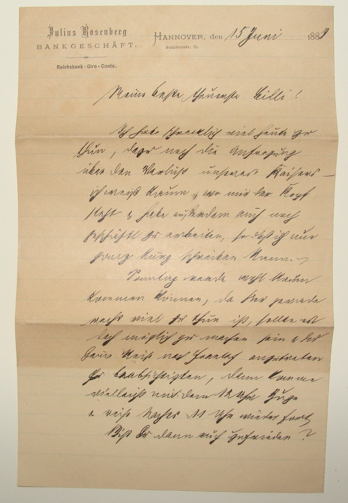 Germany Letter Jewish Judaica Antique 1881 German   Hannover JULIUS ROSENBERG