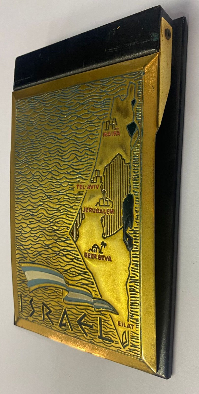 Jewish Judaica PRE 1967 Israel Israeli Map Notebook Cover Art Gilt Vintage