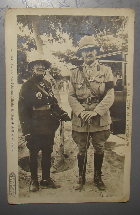 Genreal Allenby and Baillout in Ismailia Egypt photo postcard british mandate
