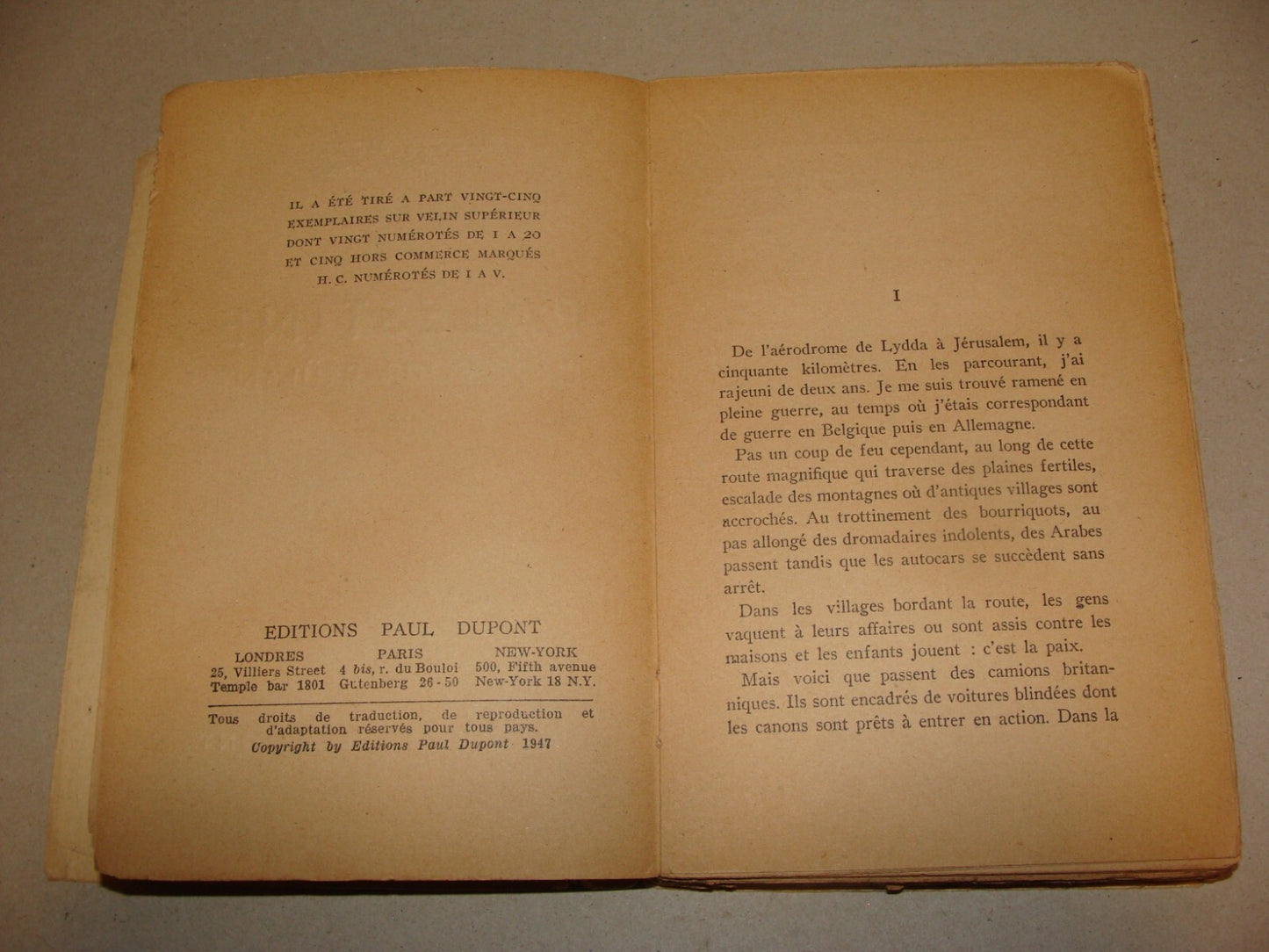 1947 PALESTINE CARREFOUR BRULANT Book French Israel Map Marcel Picard