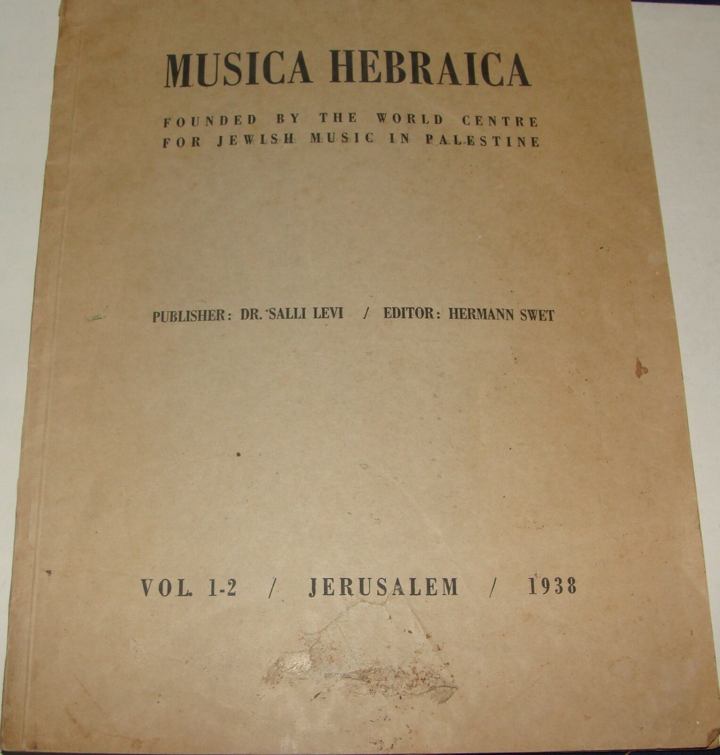 Book Jewish Judaica Music Hebrew English Songs 1938 Palestine Israel Jerusalem