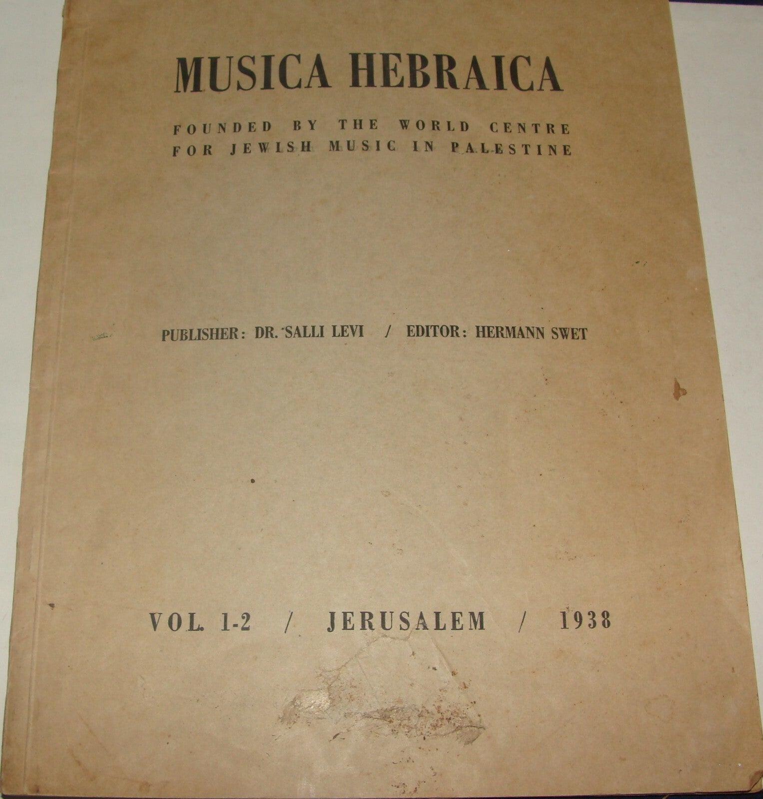 Book Jewish Judaica Music Hebrew English Songs 1938 Palestine Israel Jerusalem
