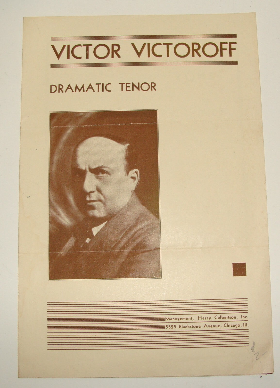 1934 VICTOR VICTOROFF Dramatic Tenor harry culbertson Blackstone Avenue Chicago
