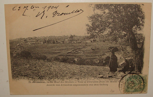 Photo Palestine Card Antique 1904 Ottoman Israel Jerusalem Postcard Stamp Mt