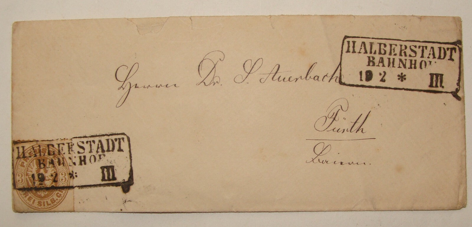 Germany Bahnhof Halberstadt Stamp Cover Furth Prussia Railway Train Station 186?