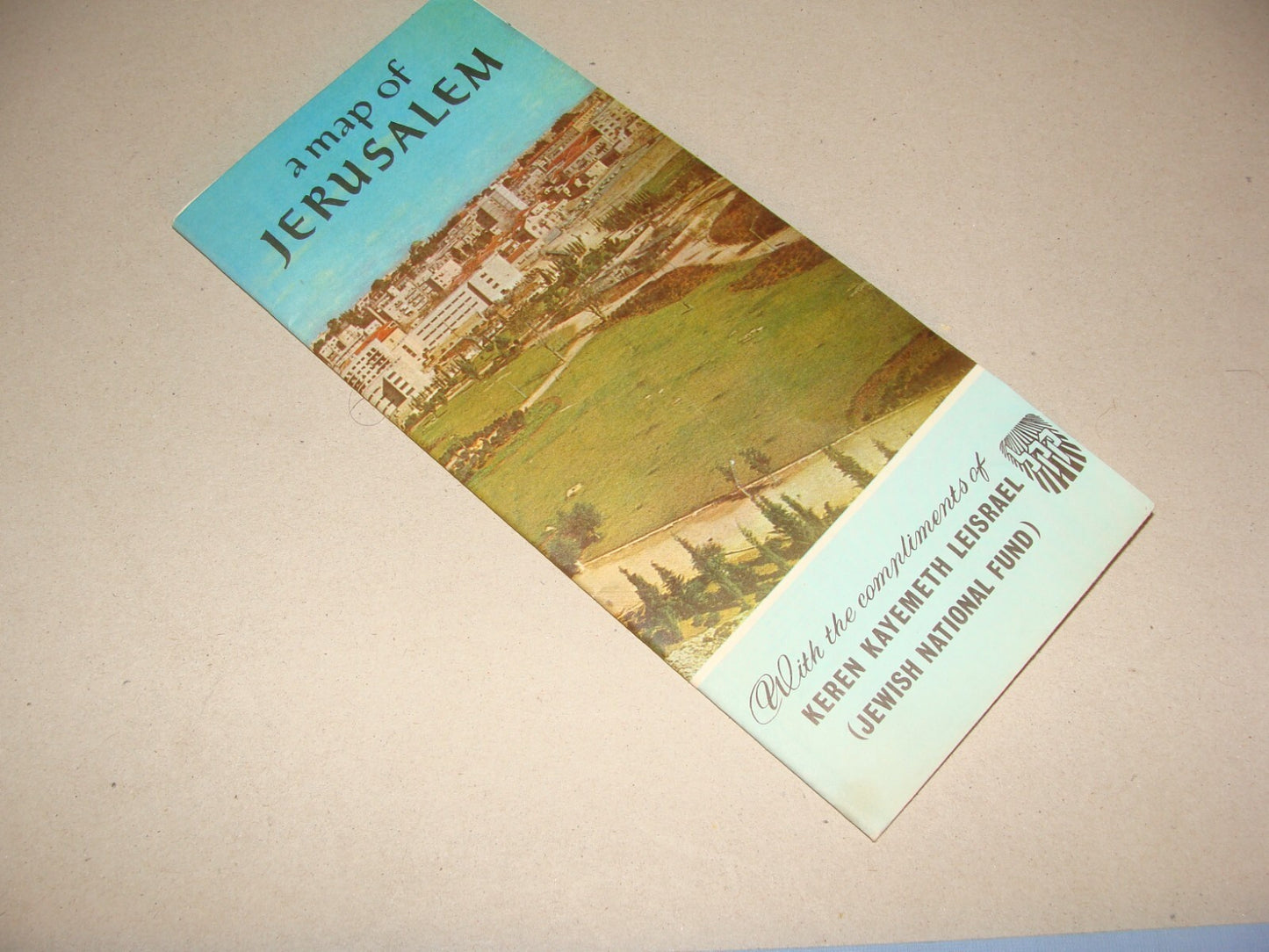 Map Jewish National Fund 1963 Israel Hebrew JERUSALEM Pre Six Day War Guide