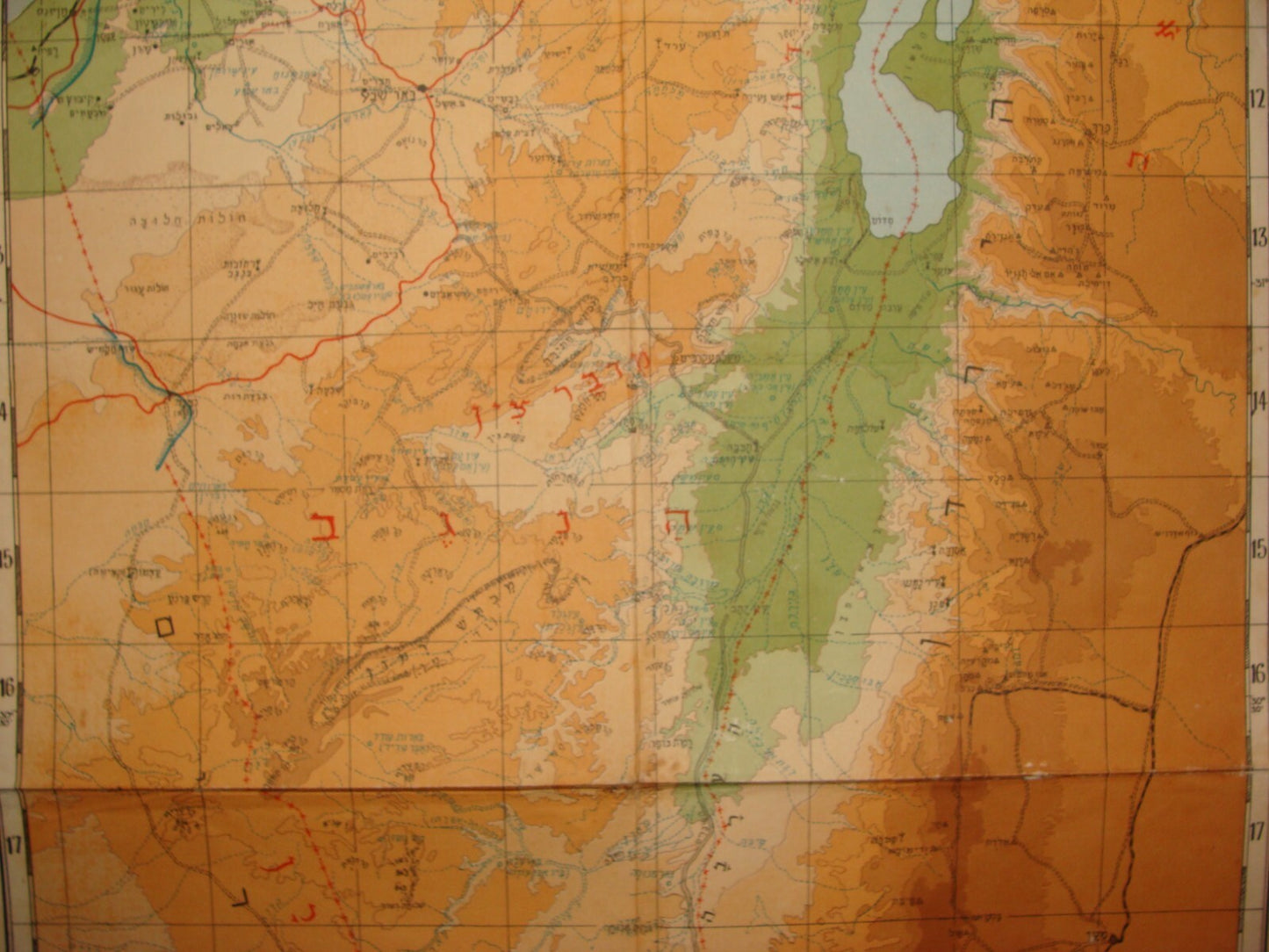 Map Jewish RARE Judaica 1950s Israel Hebrew