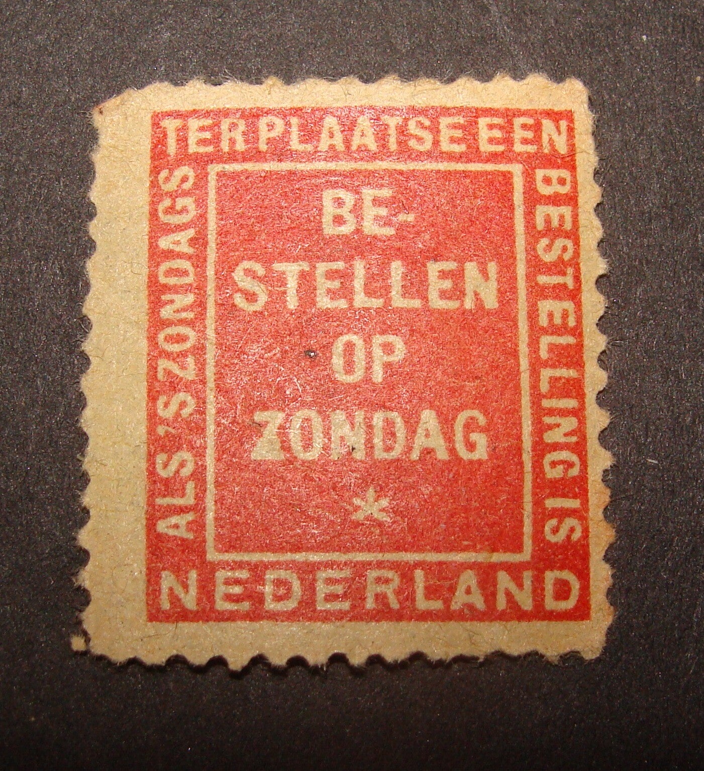 Netherlands bestellen op zondag Sunday Delivery 1926 Stamp Holland Nederland